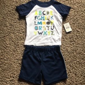 NWT Swiggles Matching ABC Short Sleeve Top and Blue Shorts Outfit